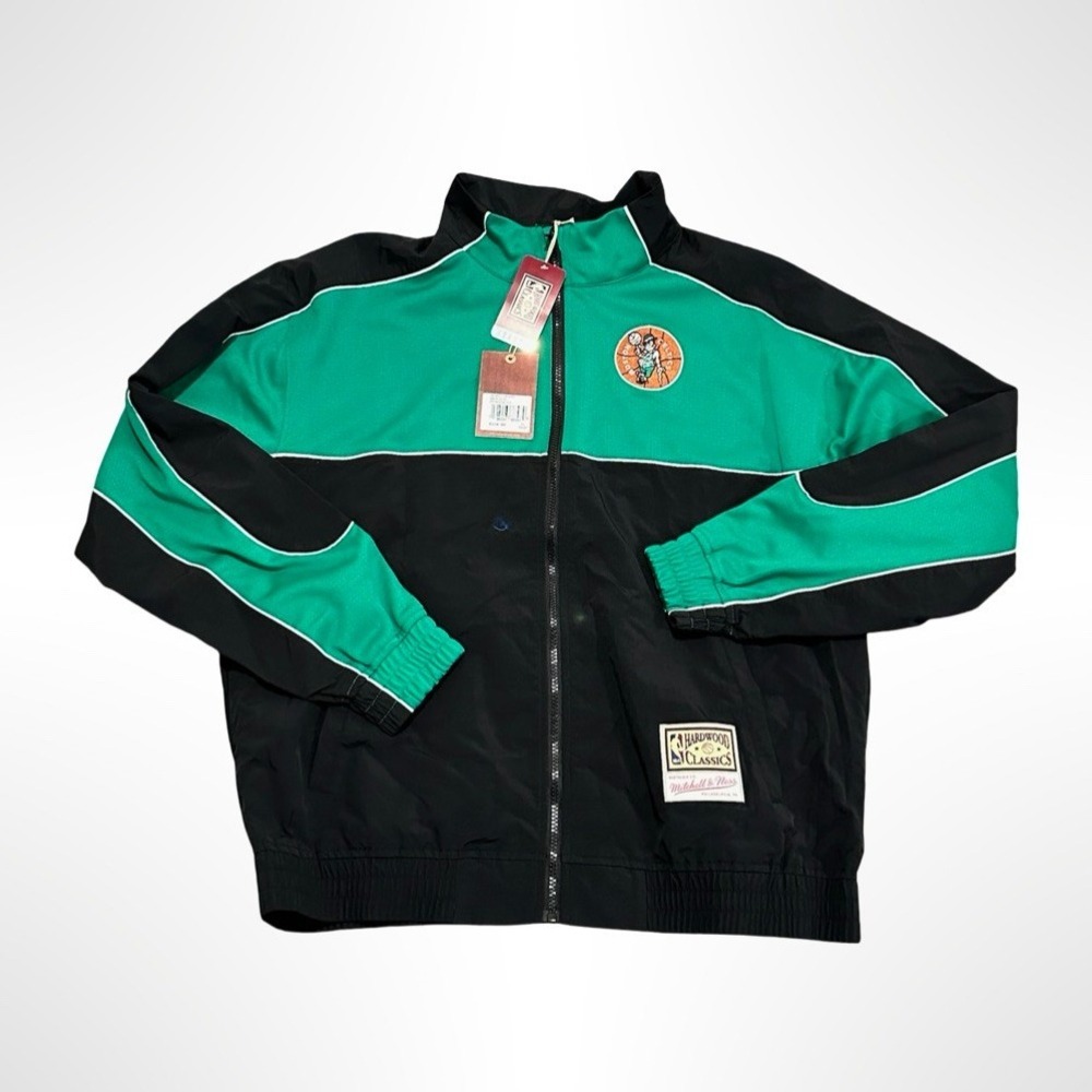 Boston Celtics Mitchell & Ness Mesh Nylon Jacket Black/Green NBA Adult XL
